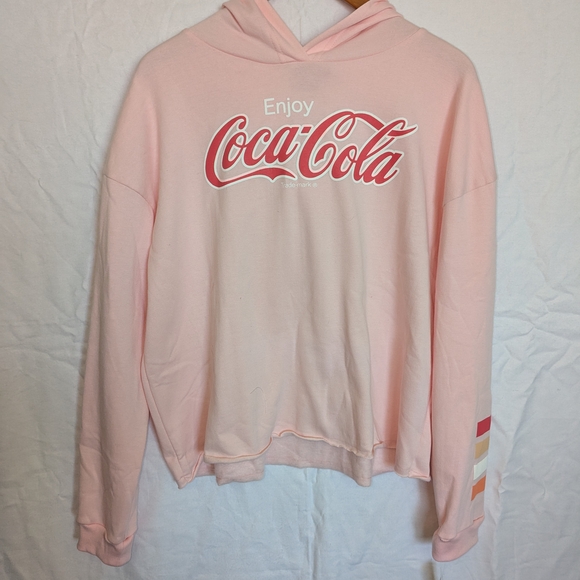 Kohl's Women's Pink Coca Cola Hoodie Sweater - Picture 1 of 5